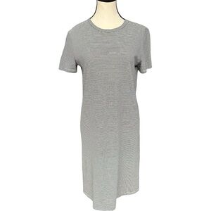 Theory Striped Cotton T-Shirt Dress Size Medium Navy White Casual Classic